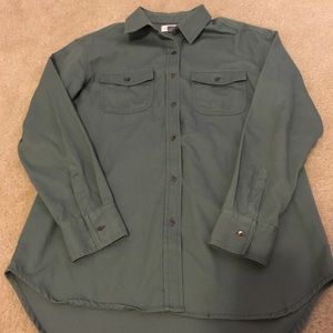 Green button up shirt